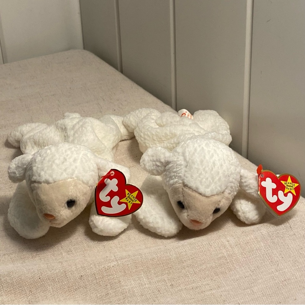 Ty Beanie Baby Babies Lamb SET 90s Fleece The White lambs Plush1996 LOT